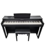 YAMAHA CLAVINOVA CLP-525 DIGITAL PIANO AND STOOL. (2).