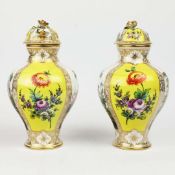 A PAIR OF HELENA WOLFSOHN DRESDEN LIDDED VASES. (2).