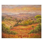 JEAN CLAUDE PICARD ( BORN 1940). VUE D'UN VILLAGE EN DIRECTION DU MONT SAINTE-VICTOIRE.