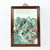 A CHINESE FAMILLE VERT REPUBLIC PLAQUE DEPICTING THE BAIYUN MOUNTAIN.