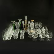 A 19TH CENTURY FRENCH CUT GLASS ORMOLU MOUNTED VASE AND OTHER GLASS. (QTY).