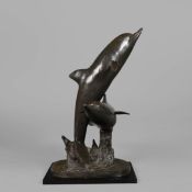 CONTEMPORARY SCHOOL STUDY OF LEAPING DOLPHINS.