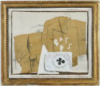 PABLO PICASSO. BOUTEILLE, VERRE ET CARTES POCHOIR. (d)