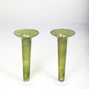MURANO STYLE GLASS VASES, A PAIR.
