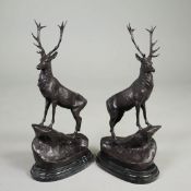 AFTER J MOIGNIEZ STAG SCULPTURES. (2).