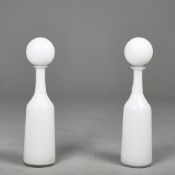 MURANO STYLE GLASS DECANTERS, A PAIR.