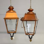 SELECTED BY PAOLO MOSCHINO 20TH CENTURY COPPER LANTERNS, A PAIR.