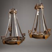 SELECTED BY PAOLO MOSCHINO ANTIQUE GILT-BRONZE CHANDELIERS, A PAIR.