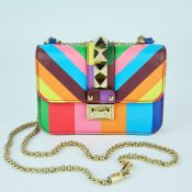 VALENTINO GARAVANI GLAM LOCK LEATHER SHOULDER BAG.