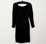 ANOUSKA HEMPEL. BLACK SILK CREPE EVENING DRESS WITH BUTTON CUFF (1).