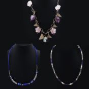 THREE VARIOUS CONTEMPORARY HANDCRAFTED NECKLACES.