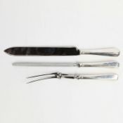 A CARRS SILVER CARVING SET. (3).