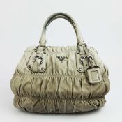 PRADA. NAPPA GAUFRE GREY BROWN OMBRE GRADIENT BAG.
