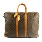 A LOUIS VUITTON CANVAS AND LEATHER 55 KEEPALL.