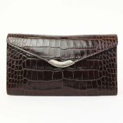 ANOUSKA HEMPEL RALPH LAUREN LEATHER CLUTCH BAG WITH STERLING SILVER DETAIL.