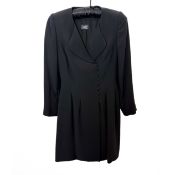 ANOUSKA HEMPEL. BLACK SILK CREPE COAT DRESS.