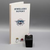 AN 18CT GOLD ART DECO STYLE PINK SAPPHIRE AND DIAMOND RING.