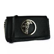 VERSACE. VITELLO STAMPA ALCE LEATHER SHOULDER BAG - BLACK.