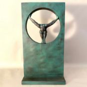 CONTEMPORARY DIVER SCULPTURE IN A VERDIGRIS FINISH.
