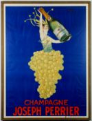 JOSEPH PERRIER. CHAMPAGNE LARGE ORIGINAL LITHOGRAPHIC POSTER.
