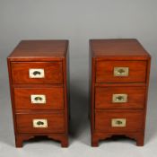 PAIR OF CAMPAIGN STYLE MAHOGANY BEDSIDE CHESTS (2).