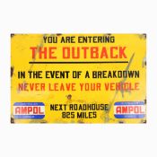 VINTAGE STYLE ENAMEL OUTBACK SIGN.
