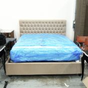 ATTRIBUTED TO AND SO TO BED FRAME AND BUTTON & SPRUNG MATTRESS.