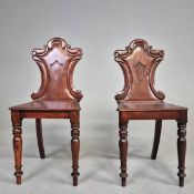 PAIR OF VICTORIAN MAHOGANY HALL CHAIRS (2).