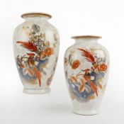 KUTANI STYLE CERAMIC VASES, A PAIR.