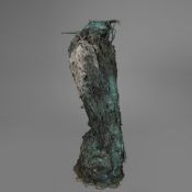 20TH CENTURY SCHOOL. VERDIGRIS METAL BIRD SCULPTURE.