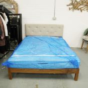 BUTTON & SPRUNG MATTRESS, WITH ASSOCIATED BED FRAME.