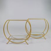 PAIR OF GILT METAL SIDE TABLES (2).