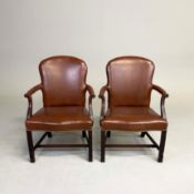 PAIR OF GEORGE III STYLE MAHOGANY ARMCHAIRS (2).