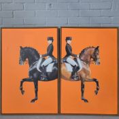 PAIR OF EQUESTRIAN PRINTS ON CANVAS.