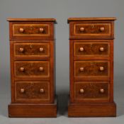 BURR WALNUT SIDE CHESTS, A PAIR.