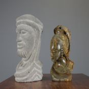 ORIENTALIST SCHOOL. A STONE BUST OF A MAN WITH A TURBAN (2).