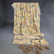 CURTAINS, A PAIR, FLORAL.