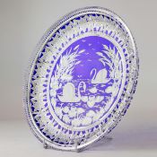 A BOHEMIAN CUT CRYSTAL DISH.