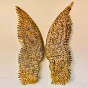 PAIR OF GILT METAL WALL HANGING WINGS.