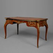 LOUIS XV STYLE TULIPWOOD AND BRASS MOUNTED COFFEE TABLE.