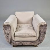 1940s ITALIAN VELVET ARMCHAIR IN THE MANNER OF GUGLIELMO ULRICH.