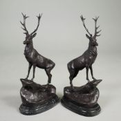 AFTER J MOIGNIEZ STAG SCULPTURES. (2).