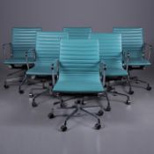 AFTER CHARLES AND RAY EAMES ALUMINIUM GROUP STYLE CHAIRS, A SET OF 6 (6).