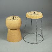 CHAMPAGNE CORK FORM STOOL, AND ANOTHER IN THE FORM OF CHAMPAGNE CORK MUSLET.