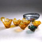MURANO STYLE GLASS COLLECTION, 7 PIECES OF VARIOUS DESCRIPTIONS.