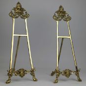 PAIR OF GILT METAL EASELS.
