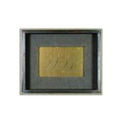 AFTER LUCIO FONTANA. GOLD FOIL TIPPED PLATE WITH FOUR CUTS.
