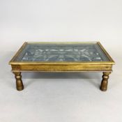 COFFEE TABLE, BRASS CLAD.