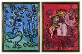 MARC CHAGALL. A PAIR OF ORIGINAL LITHOGRAPHS FROM 1962 CANDLESTICK & FRONTISPIECE. (d)