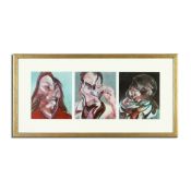 FRANCIS BACON. THREE STUDIES FOR PORTRAITS, ISABEL RAWSTHORNE, LUCIEN FREUD AND JH, 1966.